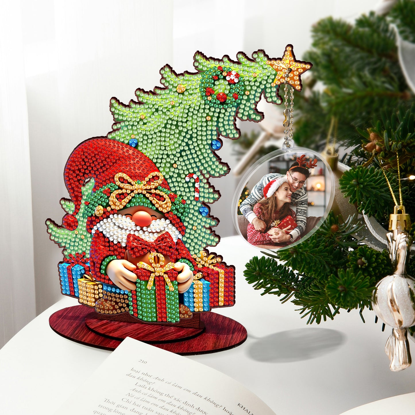 Photo Christmas Tree 5D DIY Diamond Art Tabletop Wood Decorations Ornament Kits