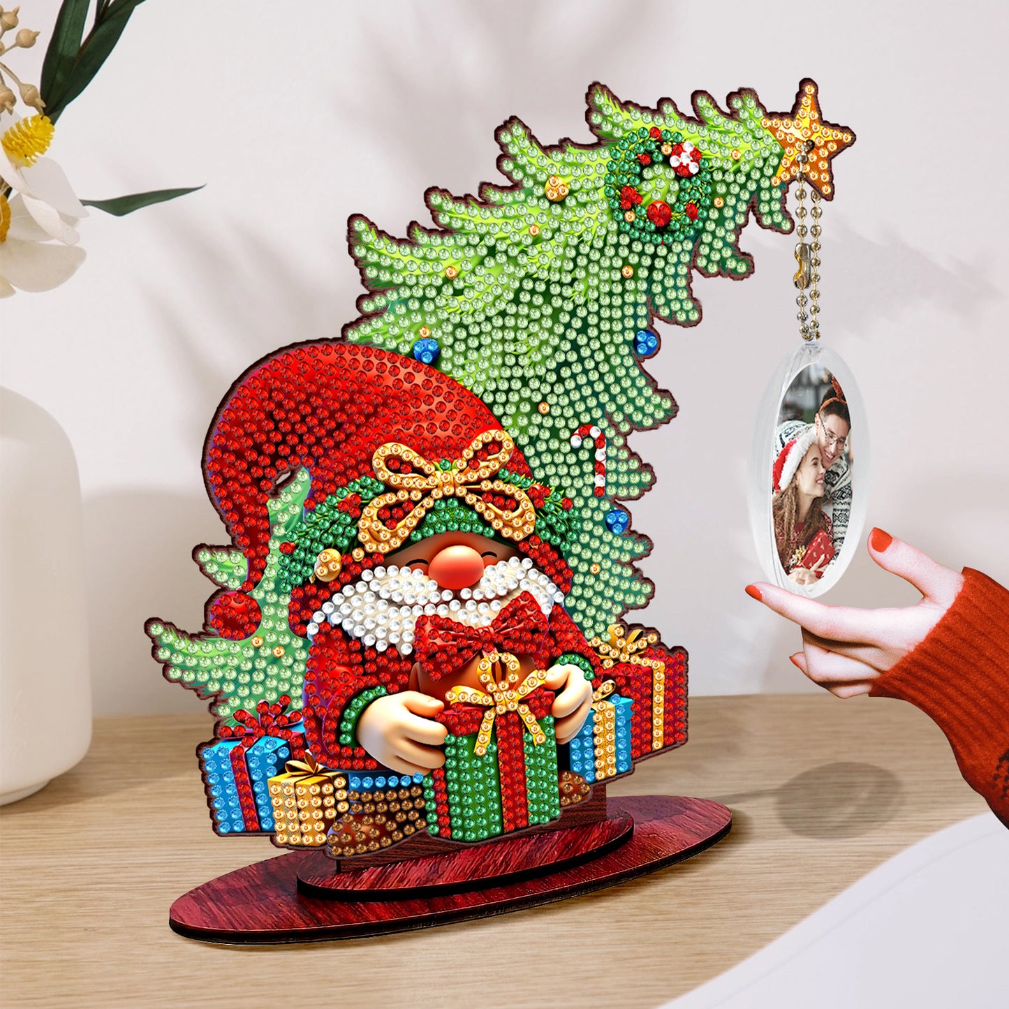 Photo Christmas Tree 5D DIY Diamond Art Tabletop Wood Decorations Ornament Kits