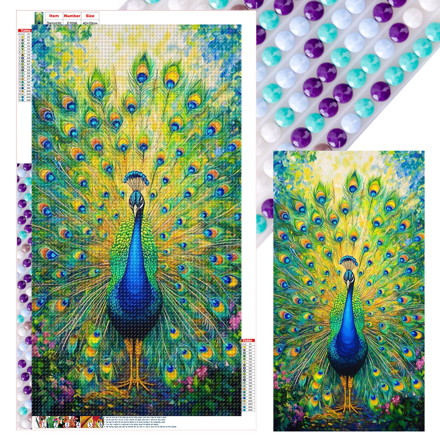 Peacock - Full Round Drill Diamond Painting 40*70CM