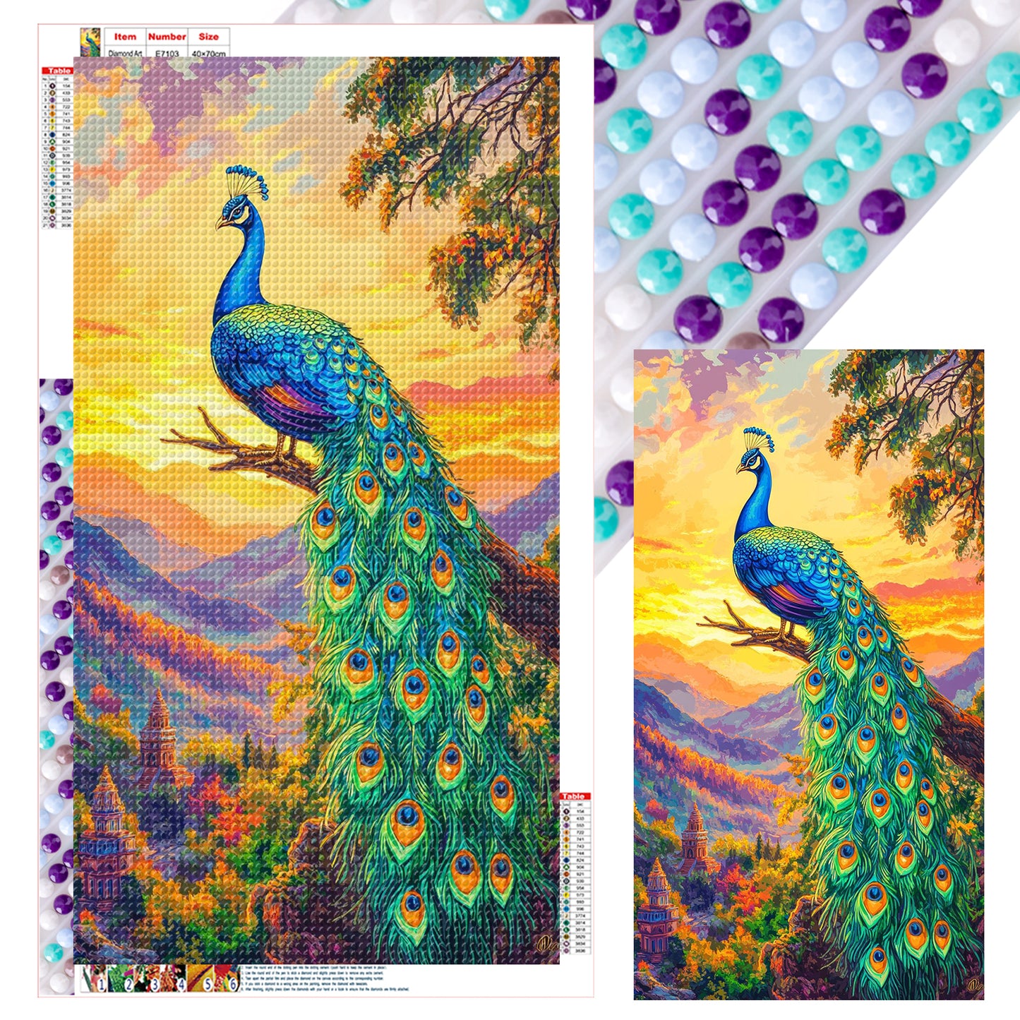 Peacock - Full Round Drill Diamond Painting 40*70CM