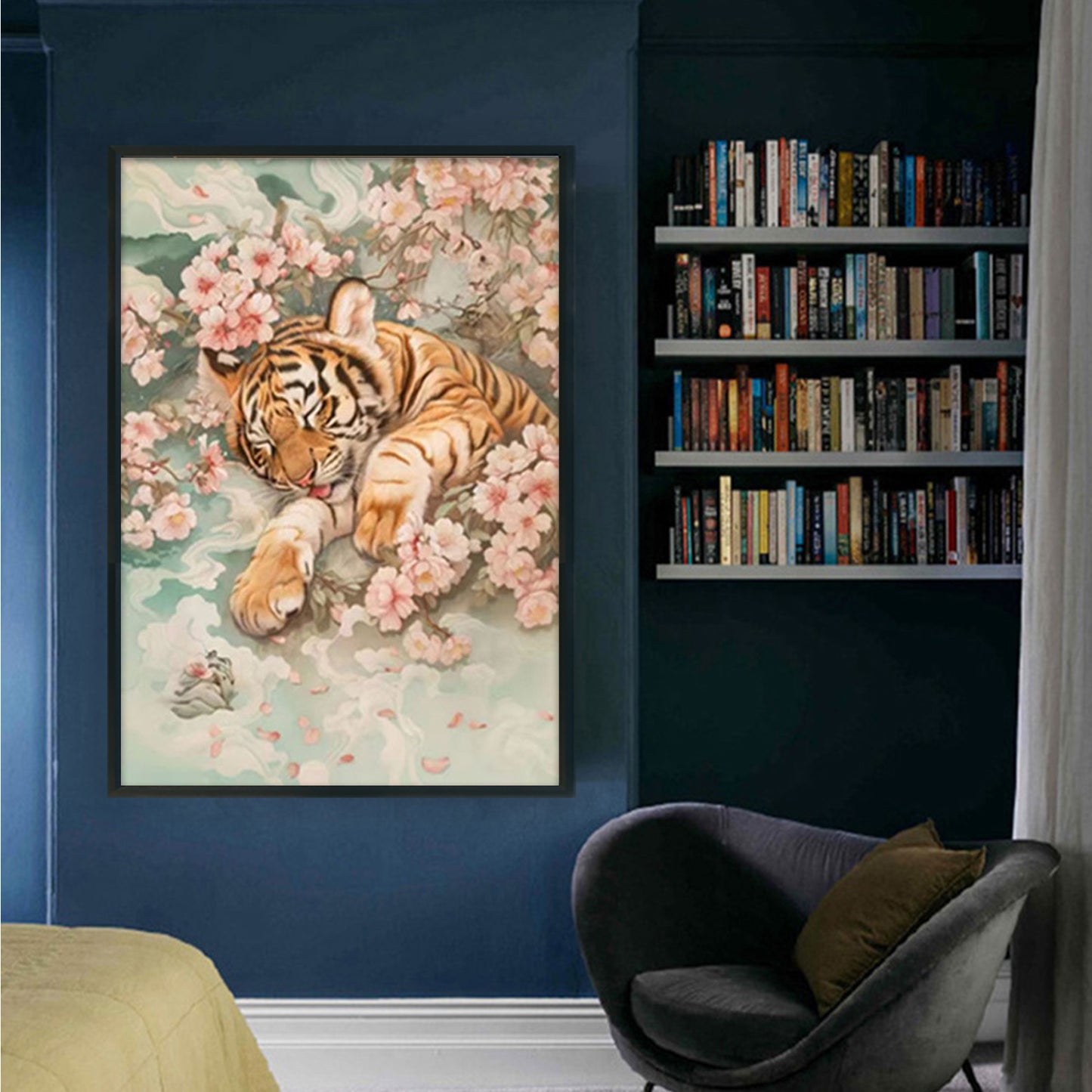 Peach Blossom Tiger - 11CT Stamped Cross Stitch 50*70CM (Mona Lisa Brand)
