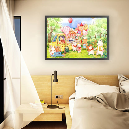 Little White Bear Paradise - 11CT Stamped Cross Stitch 80*50CM (Mona Lisa Brand)