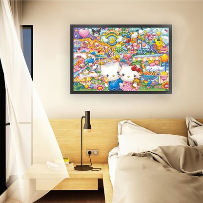 Kitty Amusement Park - 11CT Stamped Cross Stitch 110*78CM (Mona Lisa Brand)