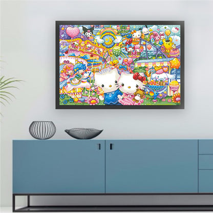 Kitty Amusement Park - 11CT Stamped Cross Stitch 110*78CM (Mona Lisa Brand)