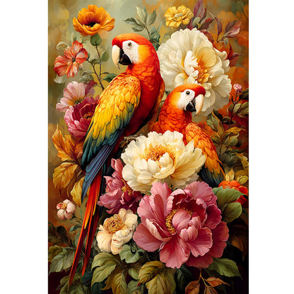 Parrot Peony - 11CT Stamped Cross Stitch 50*70CM (Mona Lisa Brand)