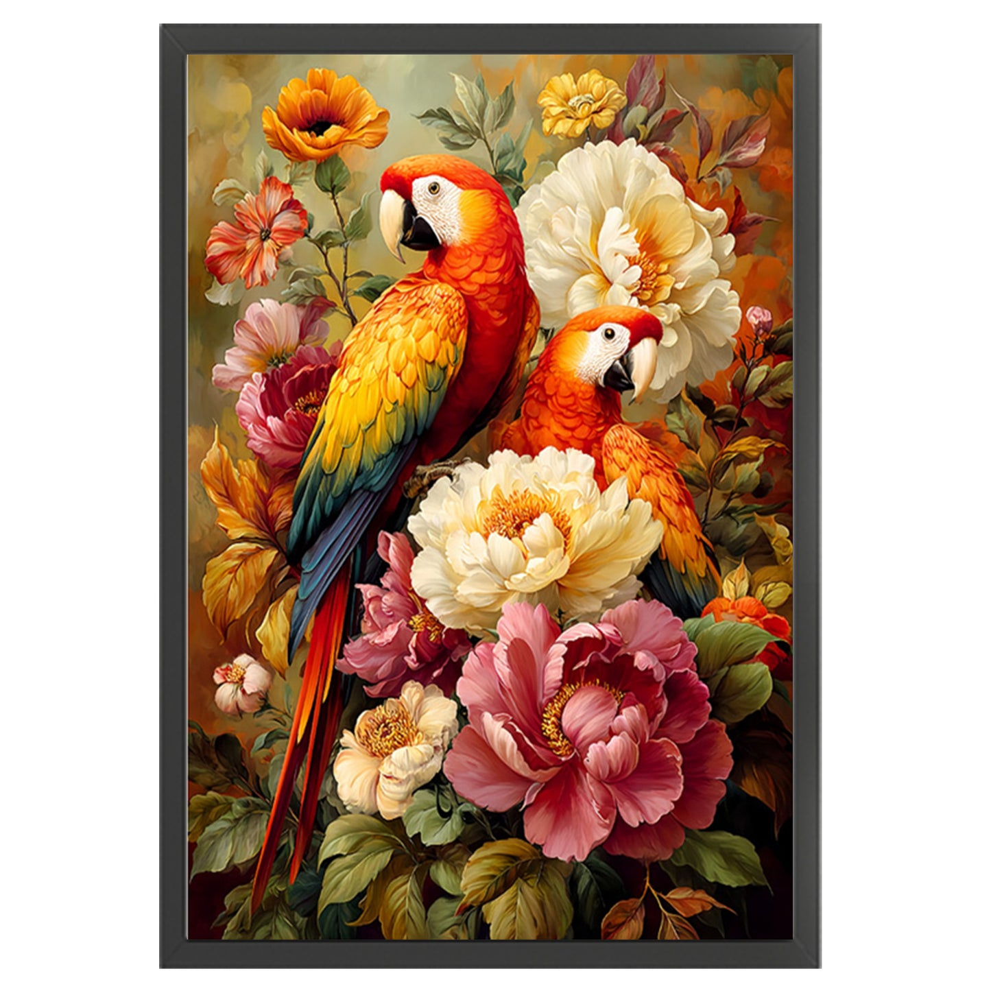 Parrot Peony - 11CT Stamped Cross Stitch 50*70CM (Mona Lisa Brand)