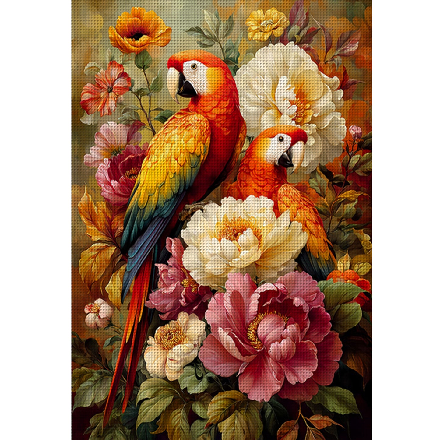 Parrot Peony - 11CT Stamped Cross Stitch 50*70CM (Mona Lisa Brand)