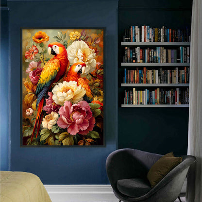 Parrot Peony - 11CT Stamped Cross Stitch 50*70CM (Mona Lisa Brand)