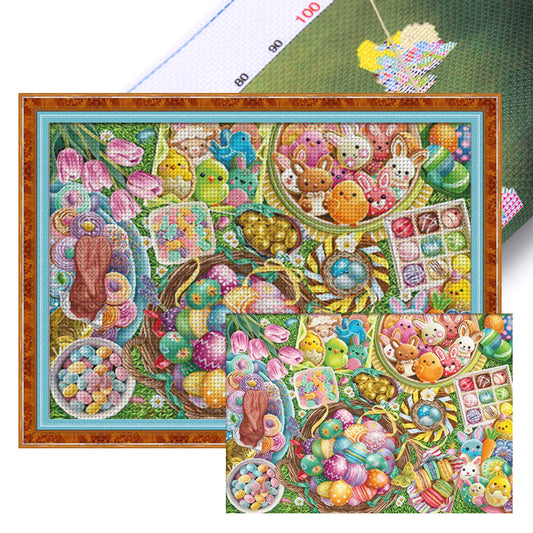 Easter Egg Story - 11CT Stamped Cross Stitch 150*110CM (Mona Lisa Brand)