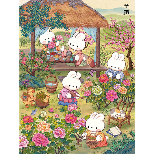 Grain Rain Rabbit - 11CT Stamped Cross Stitch 55*70CM (Mona Lisa Brand)