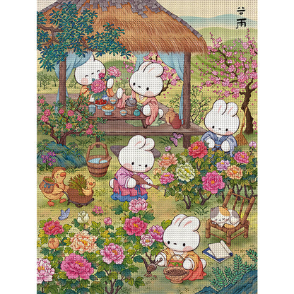 Grain Rain Rabbit - 11CT Stamped Cross Stitch 55*70CM (Mona Lisa Brand)