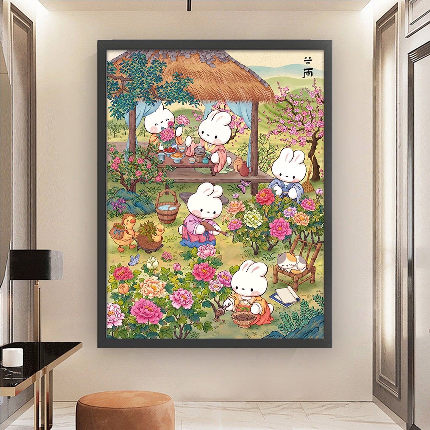 Grain Rain Rabbit - 11CT Stamped Cross Stitch 55*70CM (Mona Lisa Brand)