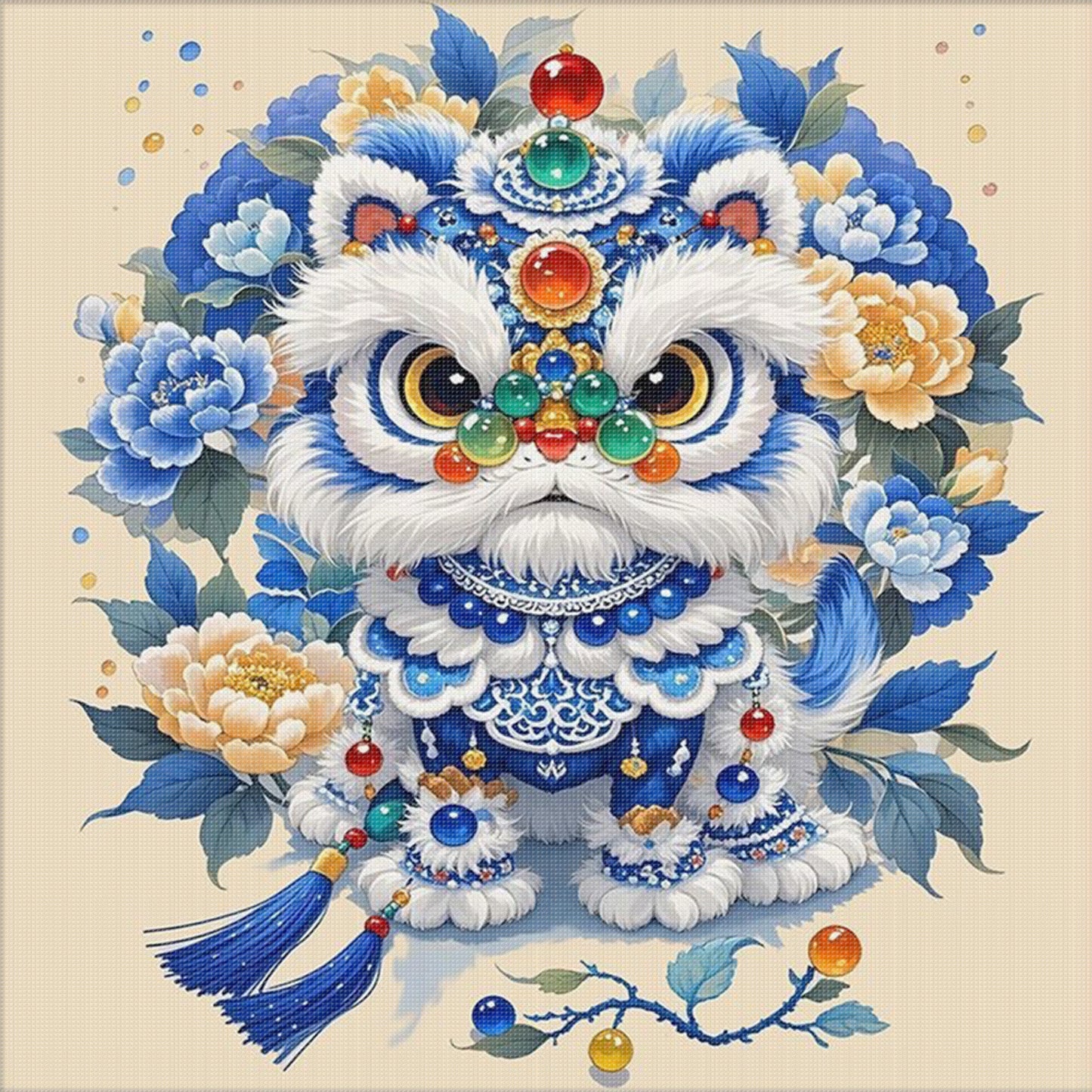 Auspicious Lion Brings Good Fortune - 11CT Stamped Cross Stitch 50*50CM(Mona Lisa Brand)