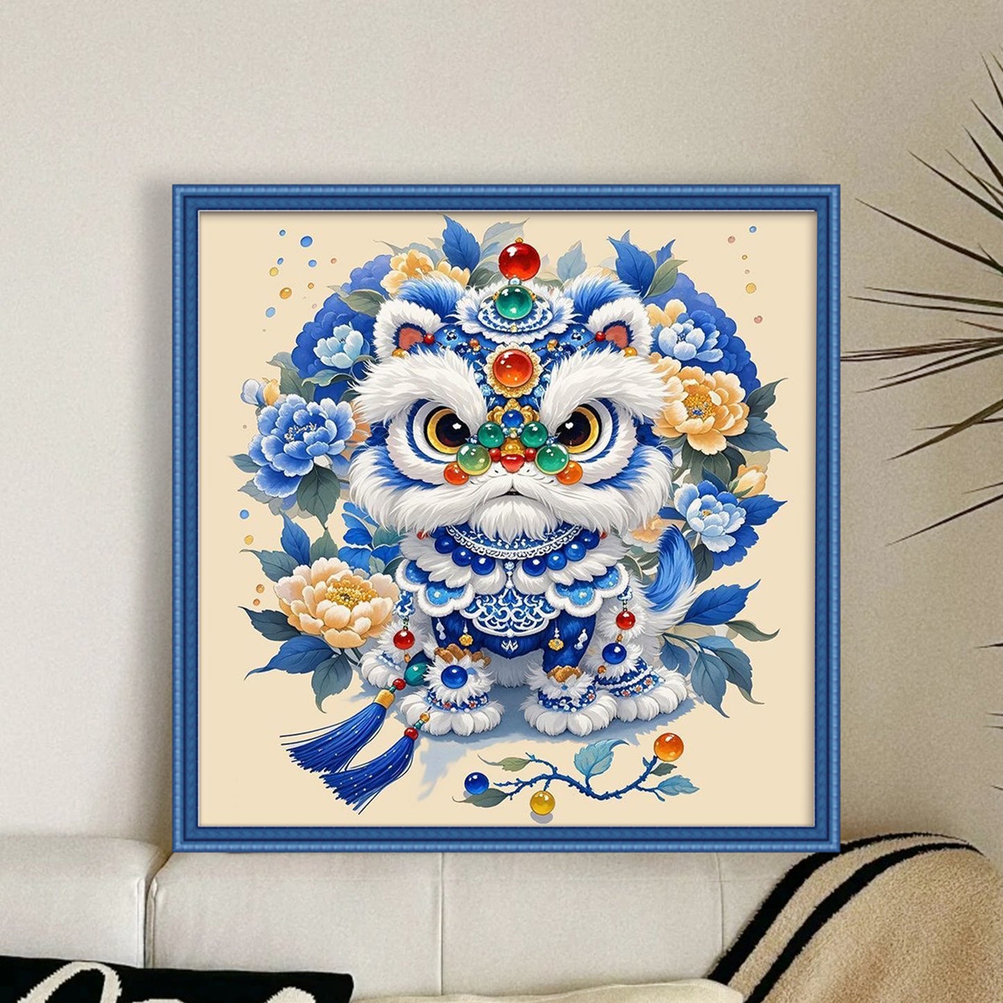 Auspicious Lion Brings Good Fortune - 11CT Stamped Cross Stitch 50*50CM(Mona Lisa Brand)