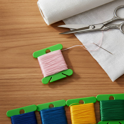 100 PCS Embroidery Floss Bobbins Plastic Embroidery Thread Cards (Random)