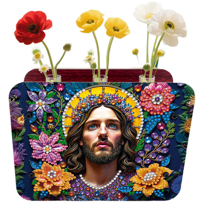 Jesus DIY Flower Vase Wooden Double Sided Desktop Diamond Art Kit for Home Decor