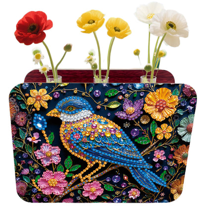 Bird DIY Flower Vase Wooden Double Sided Desktop Diamond Art Kit for Home Decor