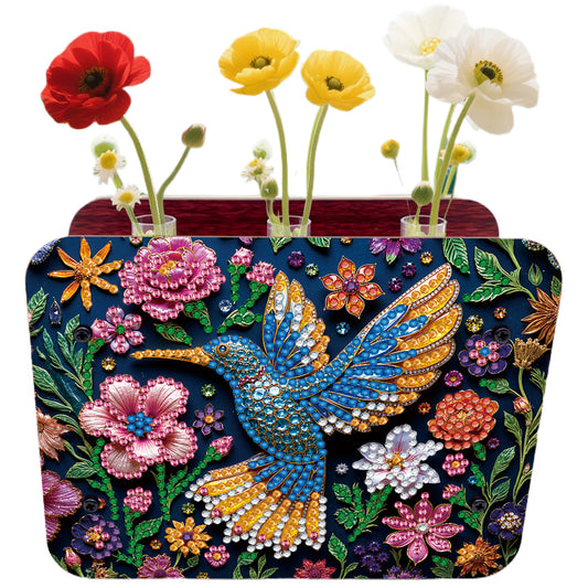 Hummingbird DIY Flower Vase Wooden Double Sided Desktop Diamond Art Kit Decor