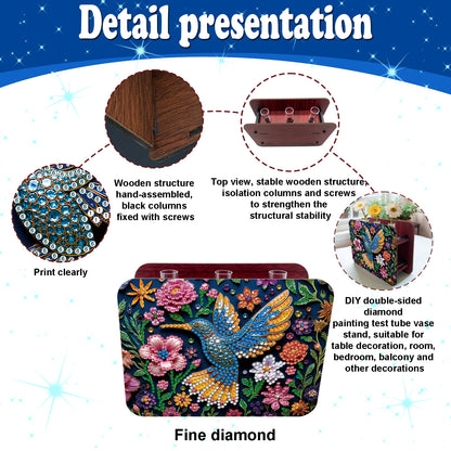 Hummingbird DIY Flower Vase Wooden Double Sided Desktop Diamond Art Kit Decor