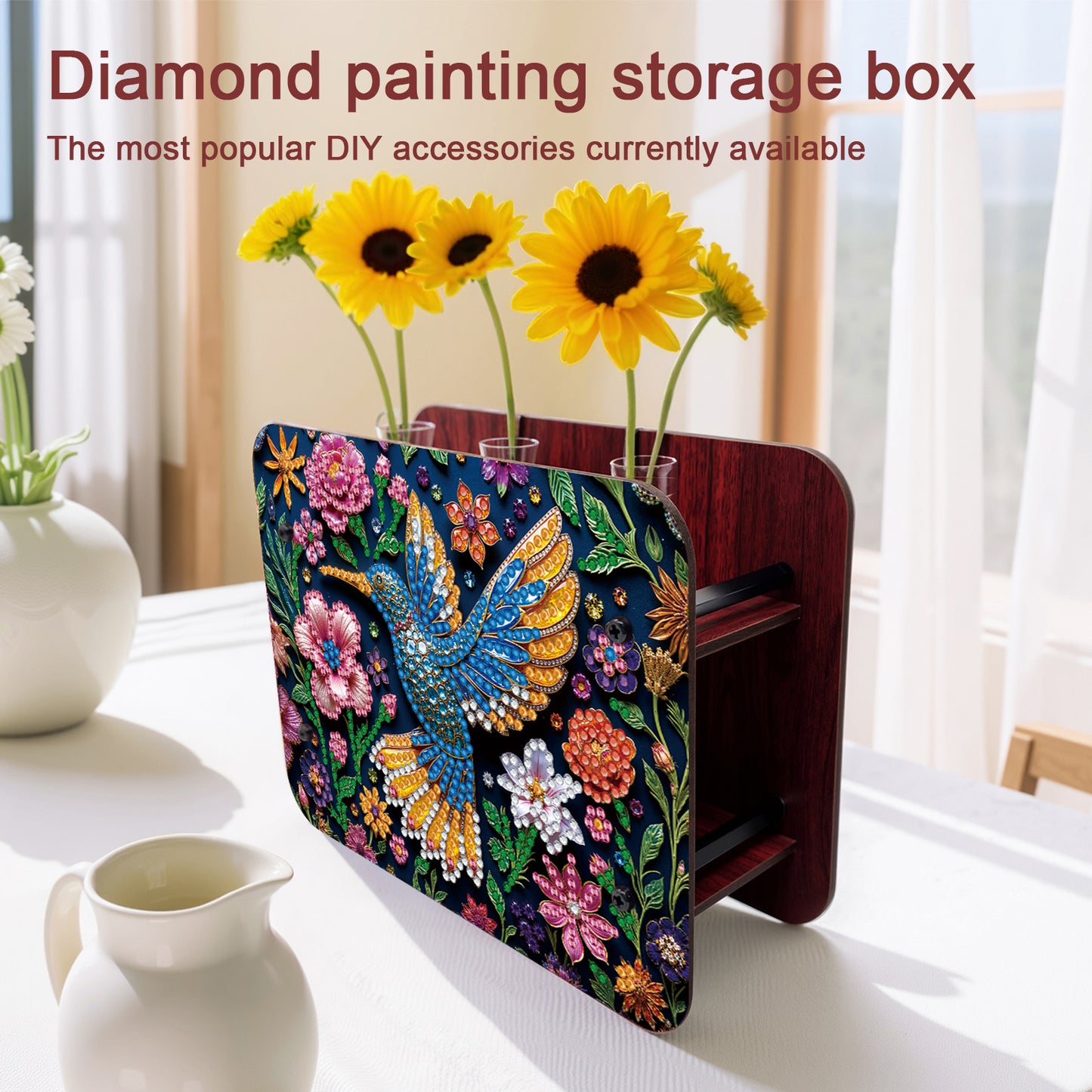 Hummingbird DIY Flower Vase Wooden Double Sided Desktop Diamond Art Kit Decor