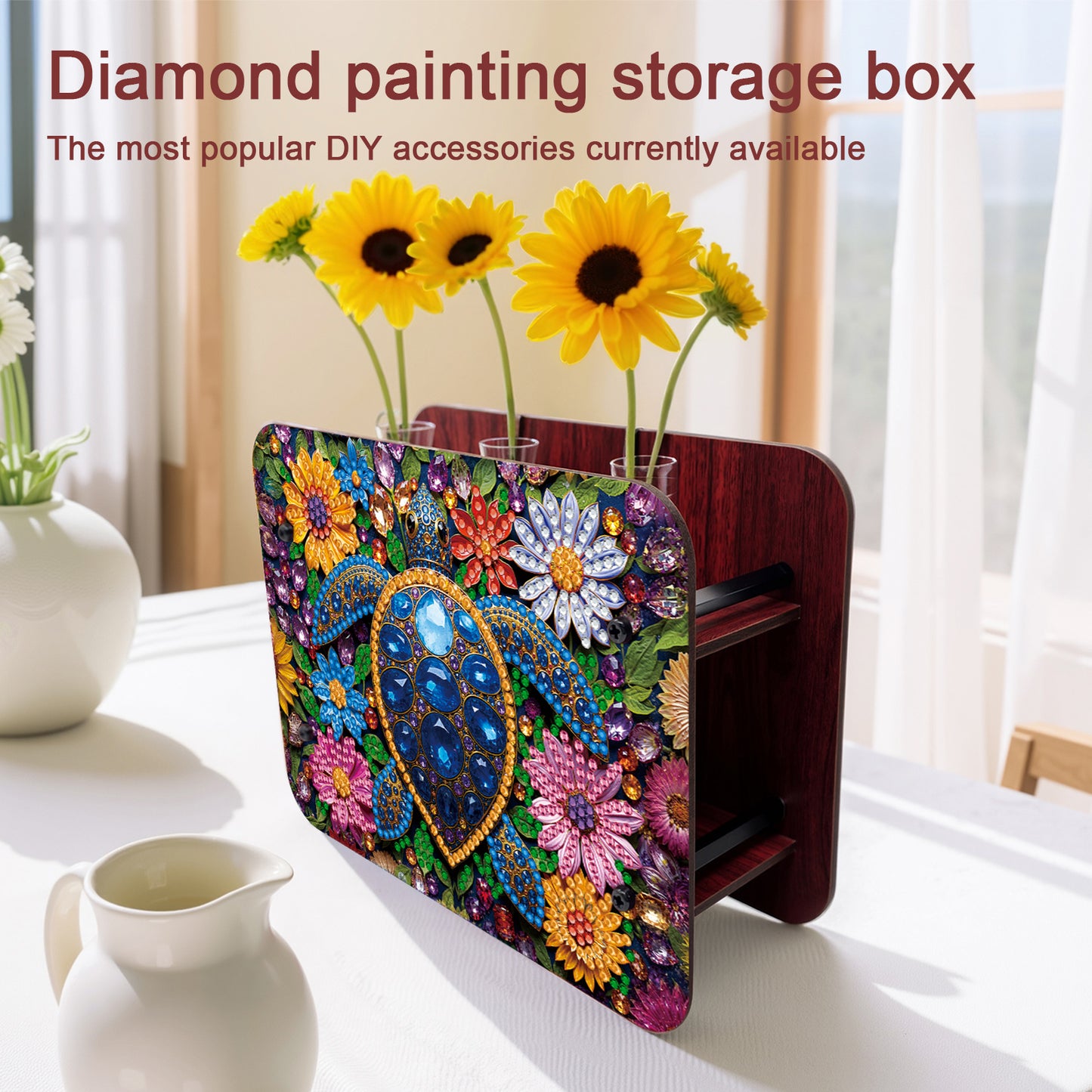 Turtle DIY Flower Vase Wooden Double Sided Desktop Diamond Art Kit Home Decor