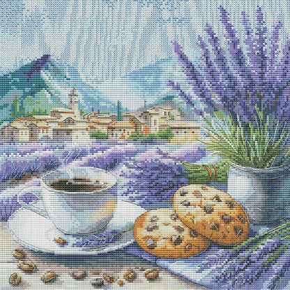 Coffee Lavender - 14CT Stamped Cross Stitch 40*40CM (Egyptian cotton)(Fairy Brand)