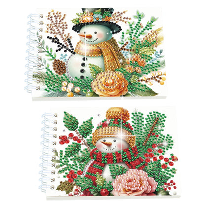 2 Pack Winter Snowman DIY Diamond Art Spiral Notebook Kit 80Pages No Lines Gifts