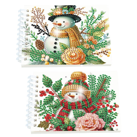 2 Pack Winter Snowman DIY Diamond Art Spiral Notebook Kit 80Pages No Lines Gifts