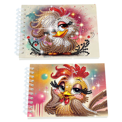 2 Pack Funny Chicken DIY Diamond Art Spiral Notebook Kit 80Pages No Lines Gifts