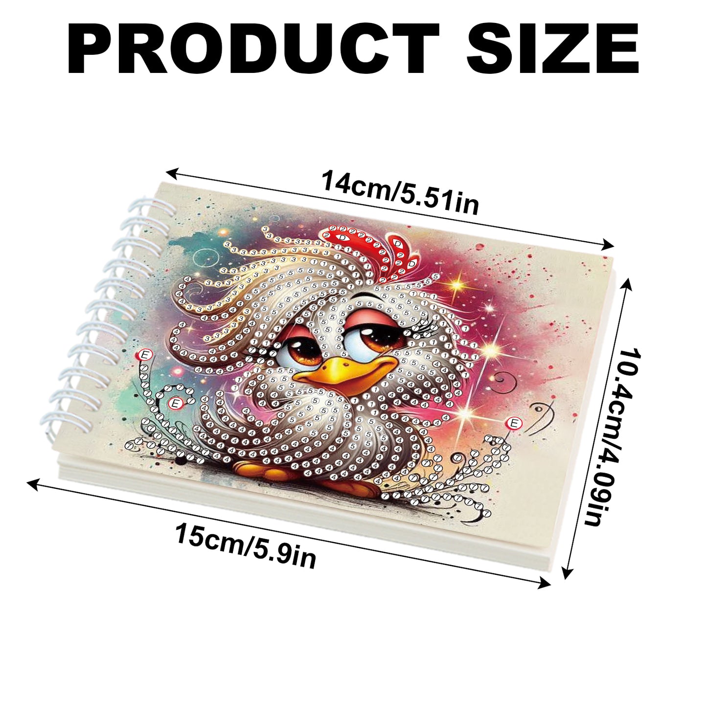 2 Pack Funny Chicken DIY Diamond Art Spiral Notebook Kit 80Pages No Lines Gifts