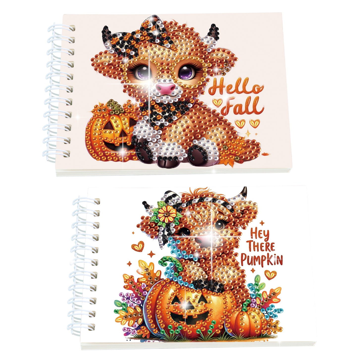 2 Pack Autumn Yak DIY Diamond Art Spiral Notebook Kit 80Pages No Lines Gifts