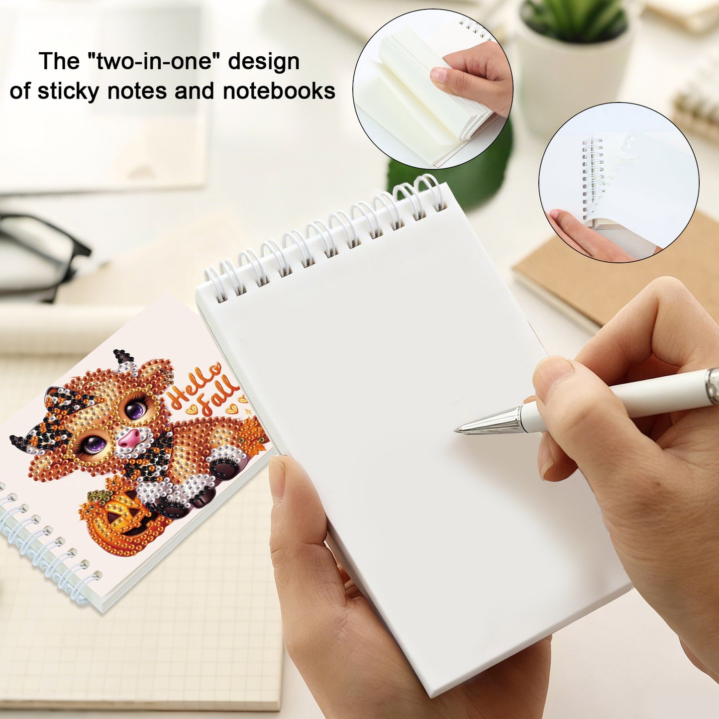 2 Pack Autumn Yak DIY Diamond Art Spiral Notebook Kit 80Pages No Lines Gifts