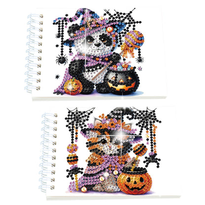 2 Pack Pumpkin Panda DIY Diamond Art Spiral Notebook Kit 80Pages No Lines Gifts