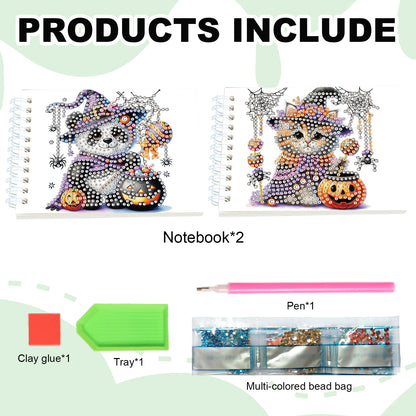 2 Pack Pumpkin Panda DIY Diamond Art Spiral Notebook Kit 80Pages No Lines Gifts