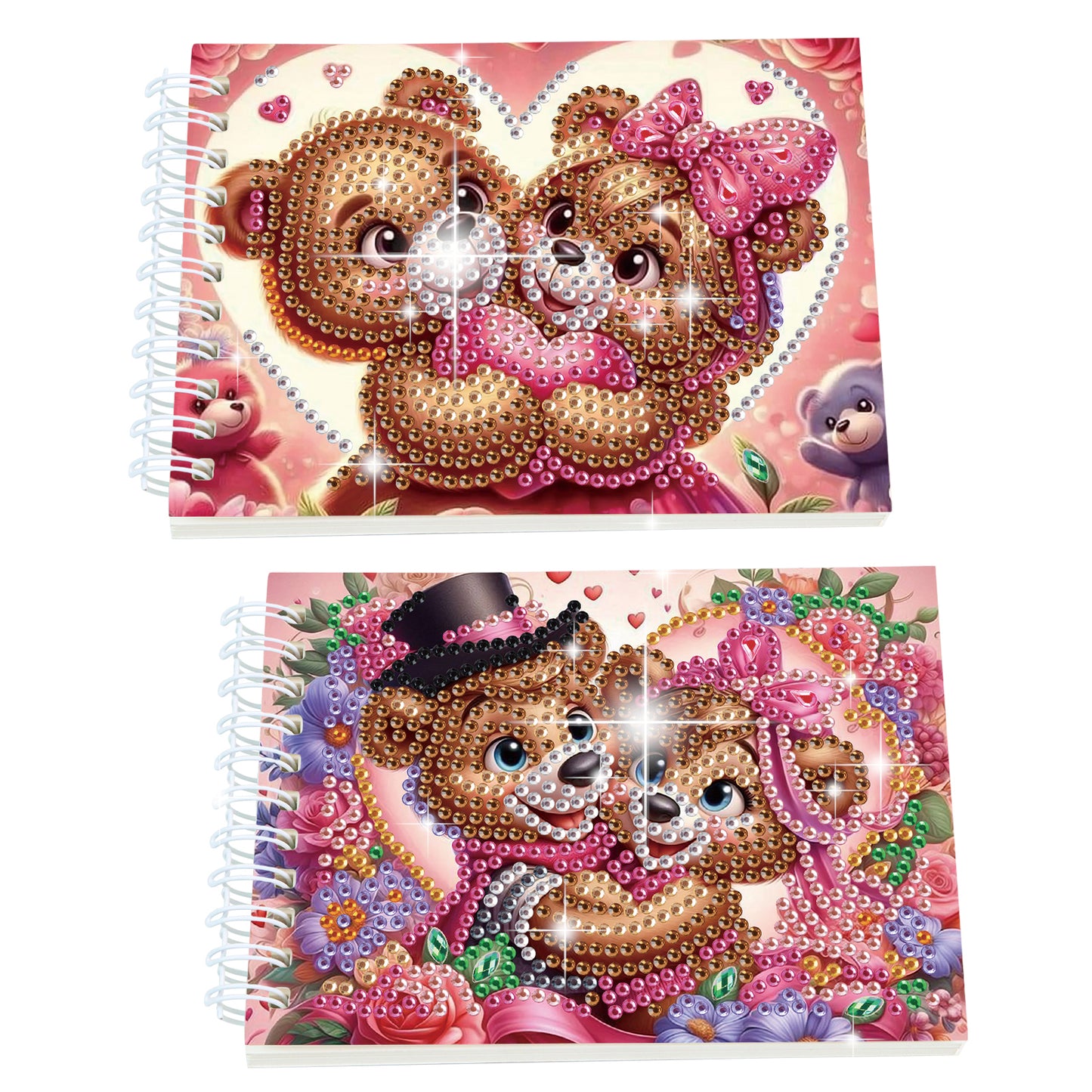 2 Pack Love Bear DIY Diamond Art Spiral Notebook Kit 80Pages No Lines Gifts