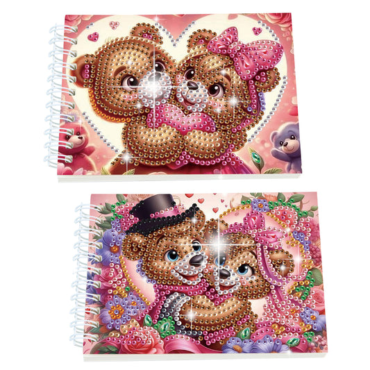 2 Pack Love Bear DIY Diamond Art Spiral Notebook Kit 80Pages No Lines Gifts
