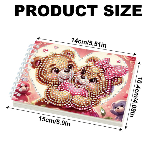2 Pack Love Bear DIY Diamond Art Spiral Notebook Kit 80Pages No Lines Gifts