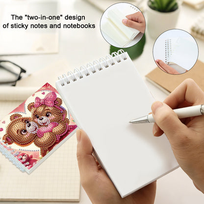 2 Pack Love Bear DIY Diamond Art Spiral Notebook Kit 80Pages No Lines Gifts