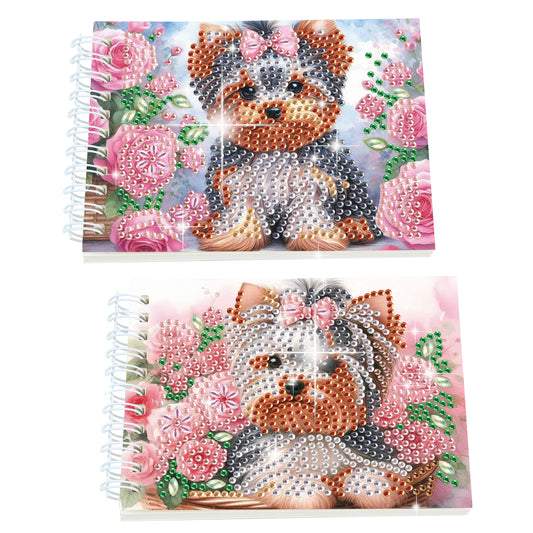 2 Pack Flower Puppy DIY Diamond Art Spiral Notebook Kit 80Pages No Lines Gifts