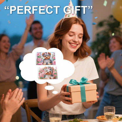 2 Pack Flower Puppy DIY Diamond Art Spiral Notebook Kit 80Pages No Lines Gifts