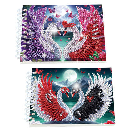 2 Pack Swan DIY Diamond Art Spiral Notebook Kit 80Pages No Lines Gifts for Adult