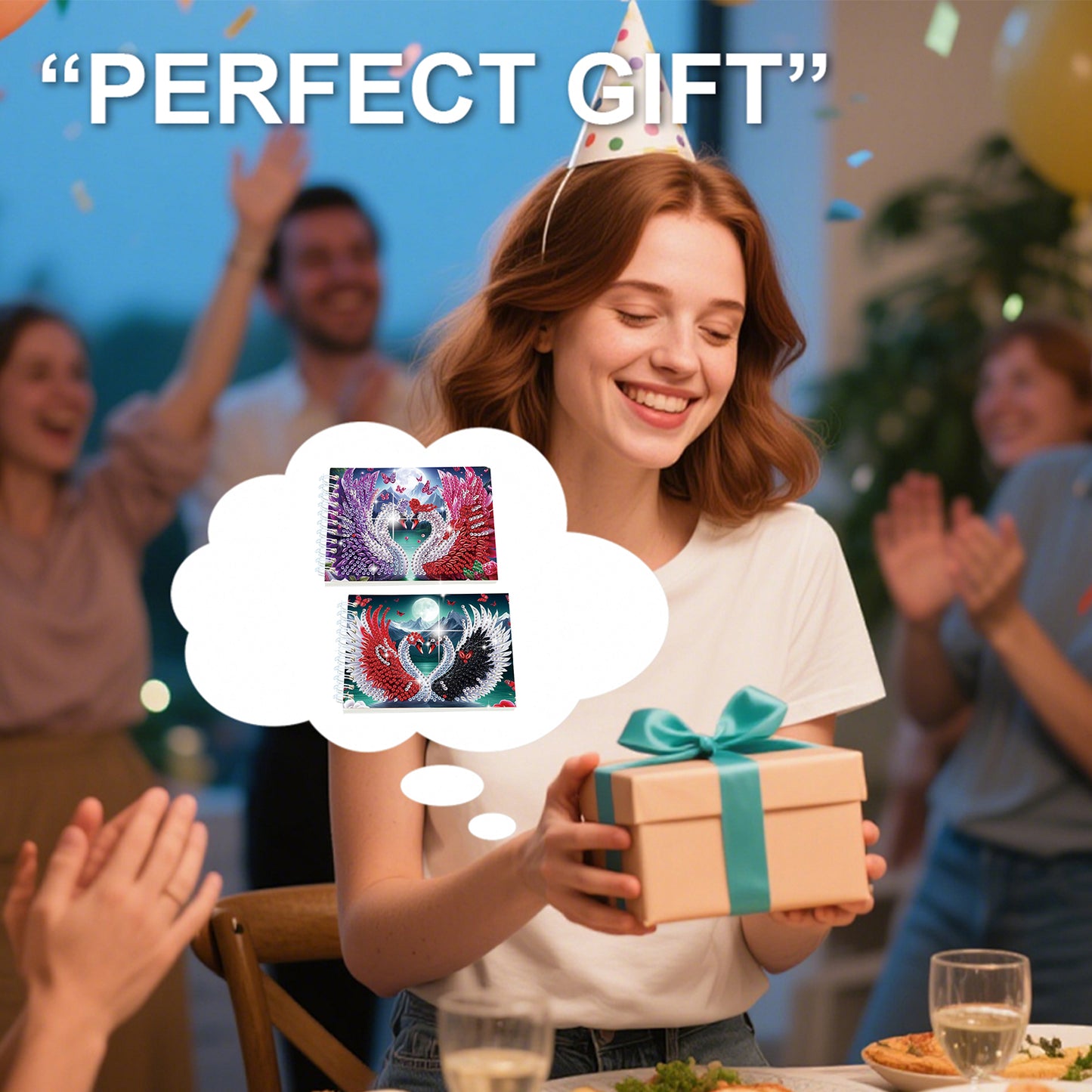 2 Pack Swan DIY Diamond Art Spiral Notebook Kit 80Pages No Lines Gifts for Adult