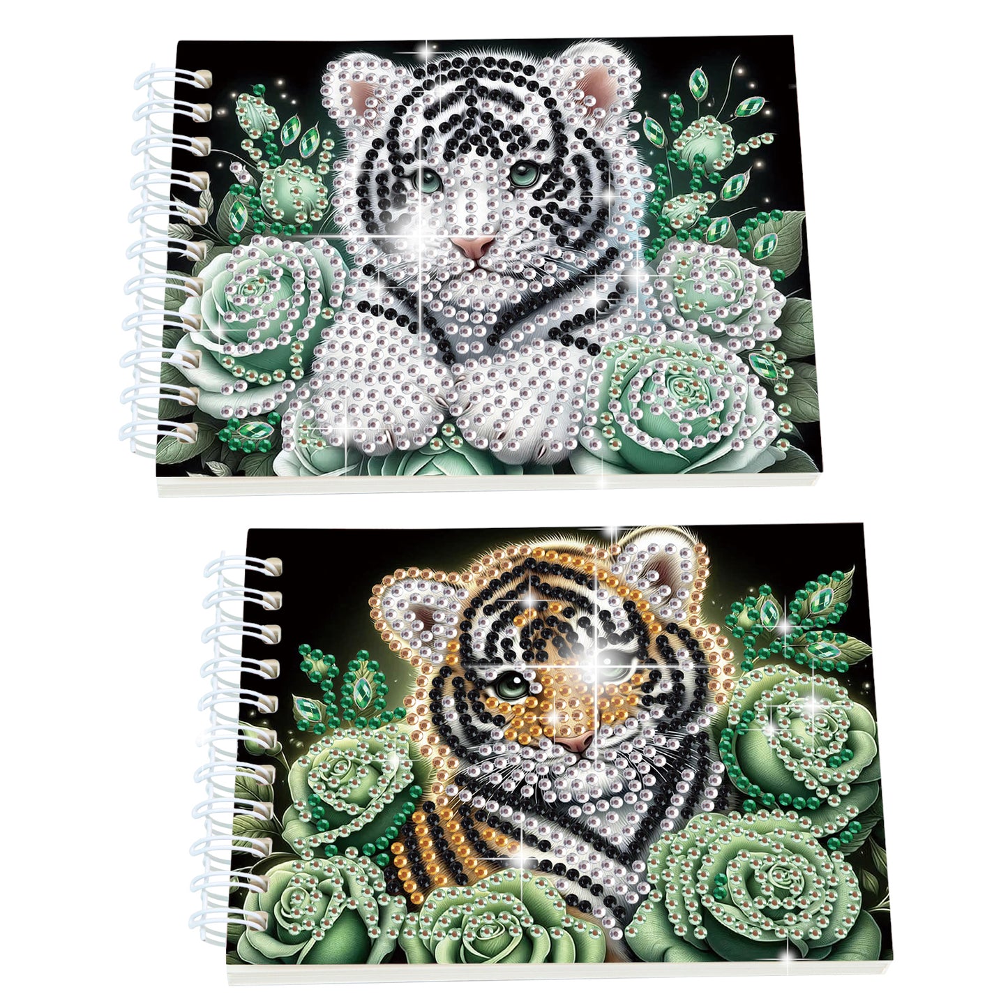 2 Pack Tiger DIY Diamond Art Spiral Notebook Kit 80Pages No Lines for Adults