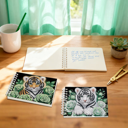 2 Pack Tiger DIY Diamond Art Spiral Notebook Kit 80Pages No Lines for Adults