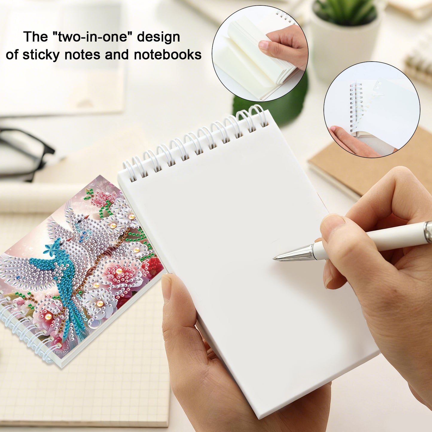 2 Pack Dove Bluebird DIY Diamond Art Spiral Notebook Kit 80Pages No Lines Gifts