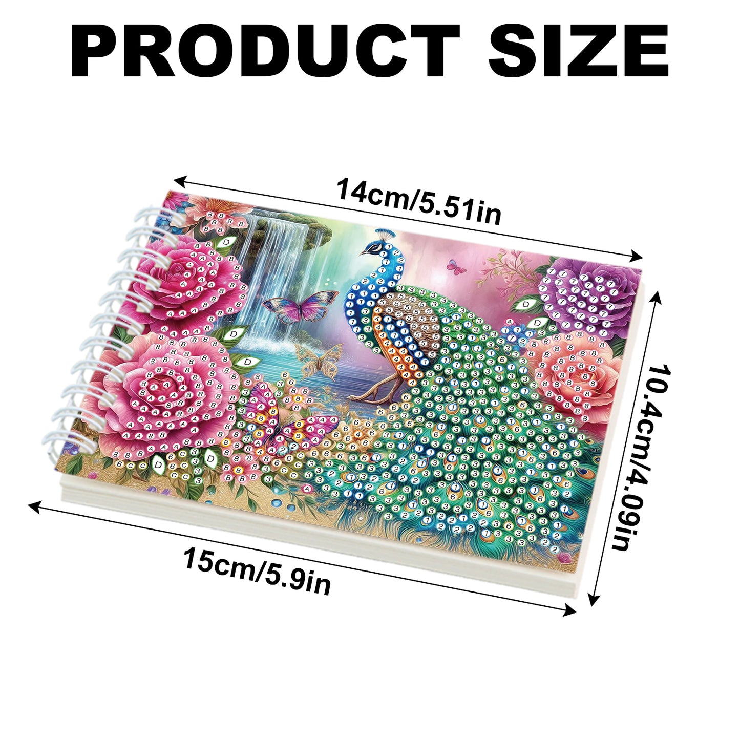 2 Pack Peacock DIY Diamond Art Spiral Notebook Kit 80Pages No Lines for Adults