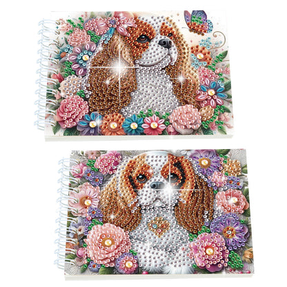 2 Pack Flower Dog DIY Diamond Art Spiral Notebook Kit 80Pages No Lines Gifts