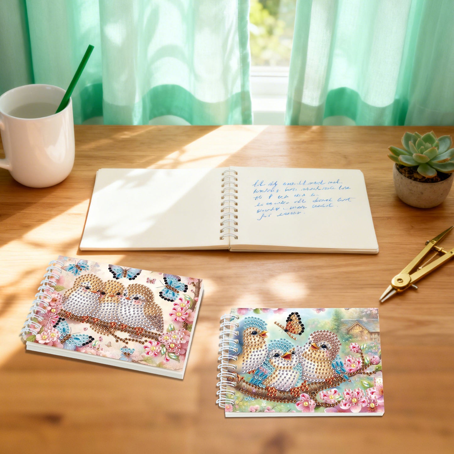 2 Pack Bluebird DIY Diamond Art Spiral Notebook Kit 80Pages No Lines for Adults