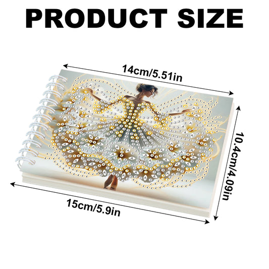 2 Pack Flower Ballet Lady DIY Diamond Art Spiral Notebook Kit 80Pages No Lines