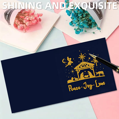 12pcs Faith Theme DIY Diamond Art Greeting Cards with Envelope for Birthday Gift